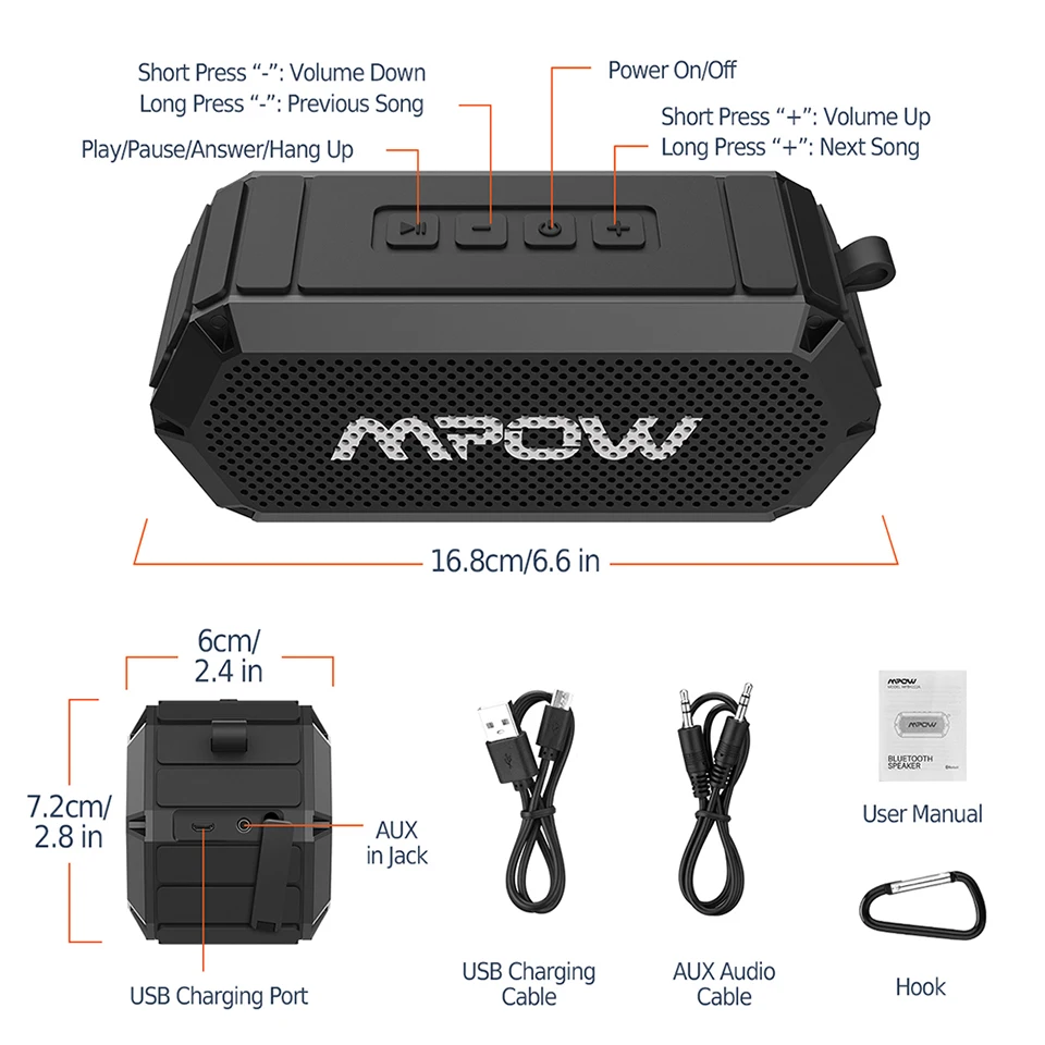 Mpow R3 10 Вт портативный Bluetooth динамик беспроводной динамик IP6X Водонепроницаемый со встроенным аккумулятором до 15 часов время воспроизведения для наружного использования
