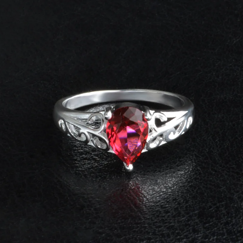 Лидер продаж батарея кольцо с красным Цирконом серебряным покрытием цвет кольца