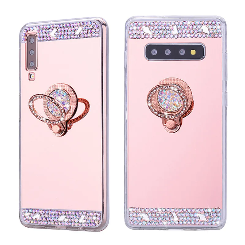 Для Samsung Galaxy S10e S10 5G J4 Plus J6 A7 2018 A70 A50 A30 A10 M20 чехол зеркальное кольцо для телефона