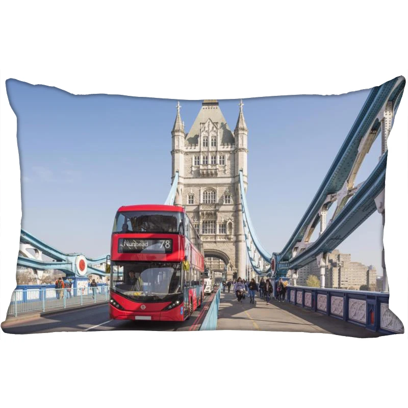 

Custom Red London bus on Tower Brid Rectangular Pillowcase Home Bedroom Living Room Silk Pillowcase Two Sides Printing More Size