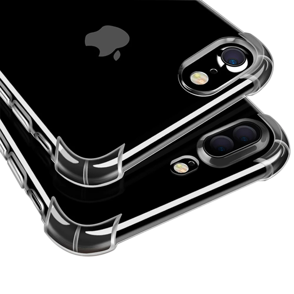 Анти стук ТПУ чехол для iphone 8 7 Plus Прозрачная силиконовая задняя крышка capinha Коке