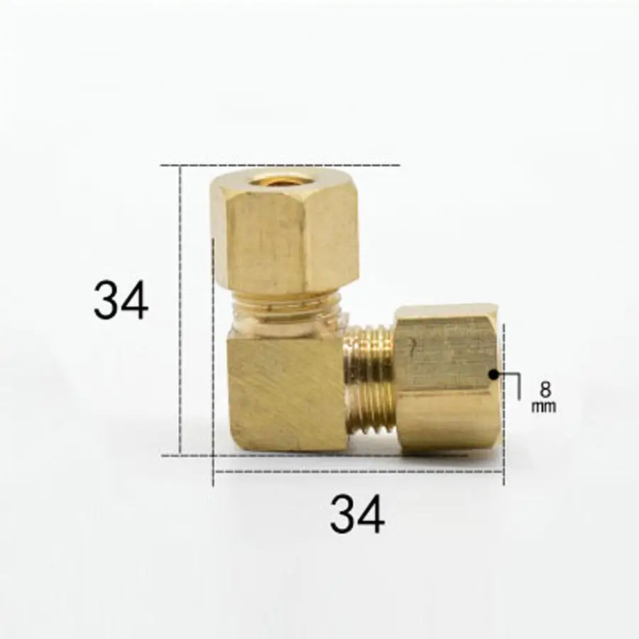 

Fit Tube OD 8mm Brass Compression Fitting Union Elbow Connector Water Gas Fuel