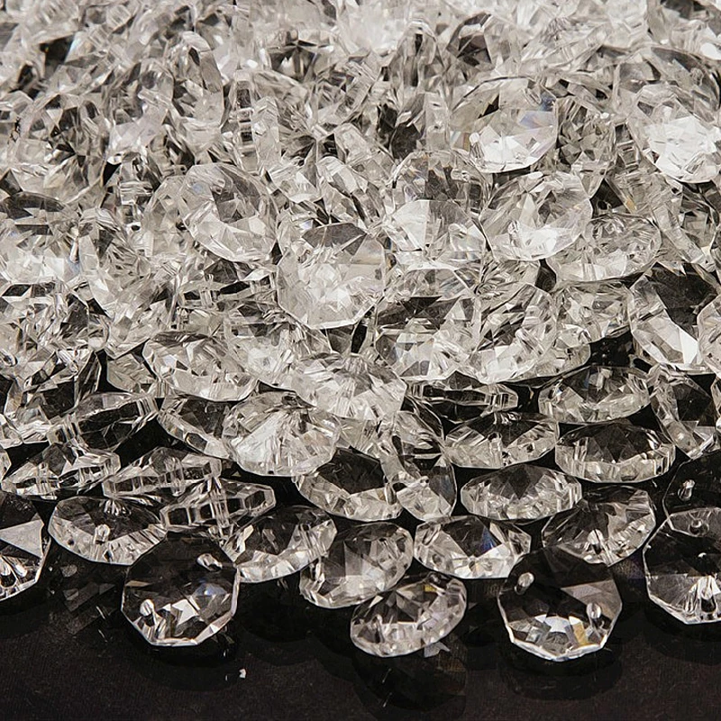 

100Pcs/lot 20mm 2 holes Crystal Octagon Bead Prism Chandelier Crystal
