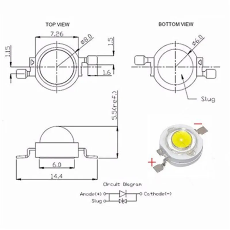 10/100/1000 1 Вт 3 SMD светодиодный светильник высокой мощности светильник-чип с