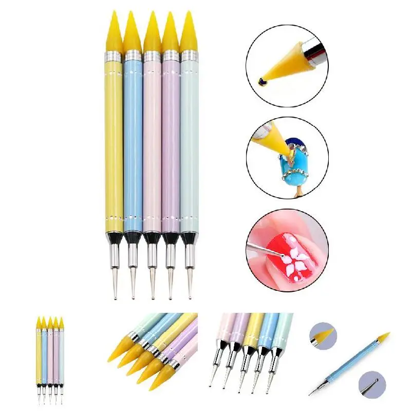 Dual-Ended Nail Art Dotting Pen Metal Handle Crystal Beads Picker Remover Manicure Tool 88 | Красота и здоровье