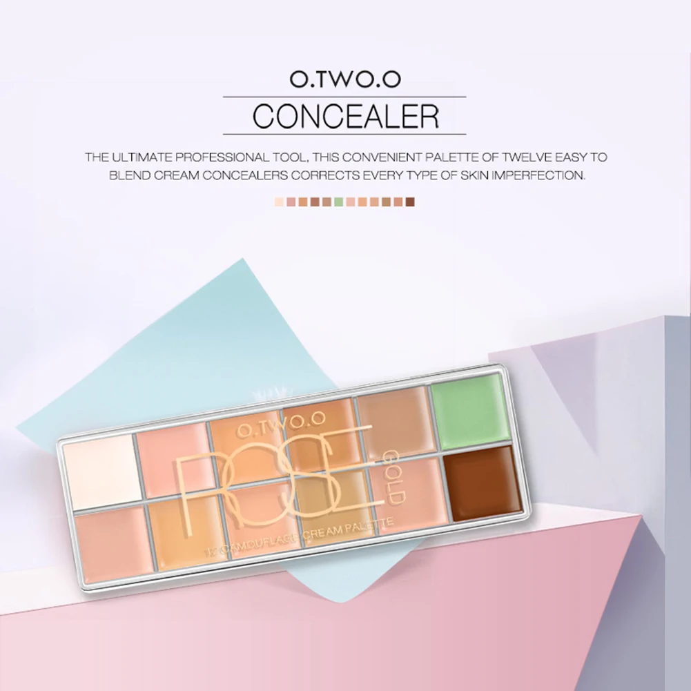 O.TWO.O 12 Color Concealer Dark Eye Circles Pimple Concealer Cream Oil-control Lasting Waterproof Concealer Palette Makeup