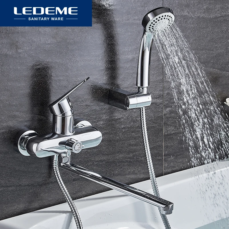 LEDEME Смеситель для ванны с длинным изливом 350 мм. латунь Цвет: хром L2240