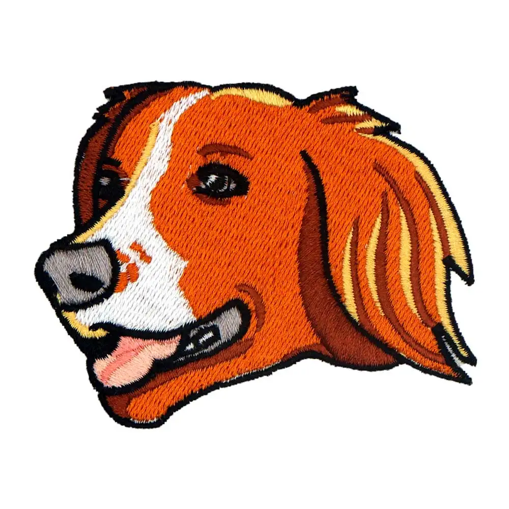 Golden hair dog iron on hook backing funny punk rock embroidered biker motorcycle patches for vest | Дом и сад