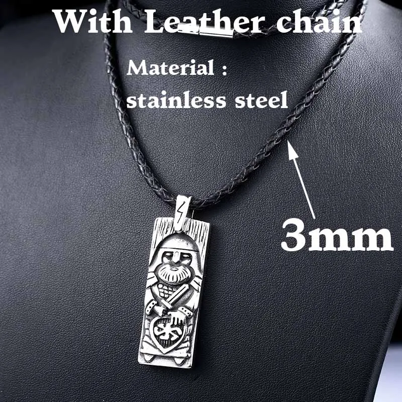 Leather rope style Байер 316L нержавеющая сталь легендарный амулет викингов Одина кулон ожерелье Викинг скандинавский талисман подвеска ювелирные изделия LP286 - Окраска металла: Leather rope style
