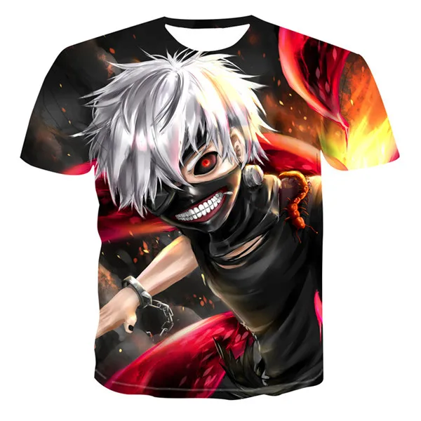 AE400 Аниме Kaneki Ken, футболка с 3d принтом, Мужская футболка в стиле хип-хоп с коротким рукавом, черные футболки, летние топы, стиль, модная мужская футболка s - Цвет: AE400