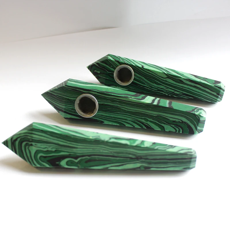 Трубка для курения из Малахита Runyangshi Зеленый Кристалл кварцевые камни держатель