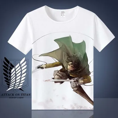 Coshome атака на Титанов футболка Shingeki No Kyojin Mikasa Levi Косплей футболки костюмы для мужчин и женщин короткий рукав летние футболки топы - Цвет: A