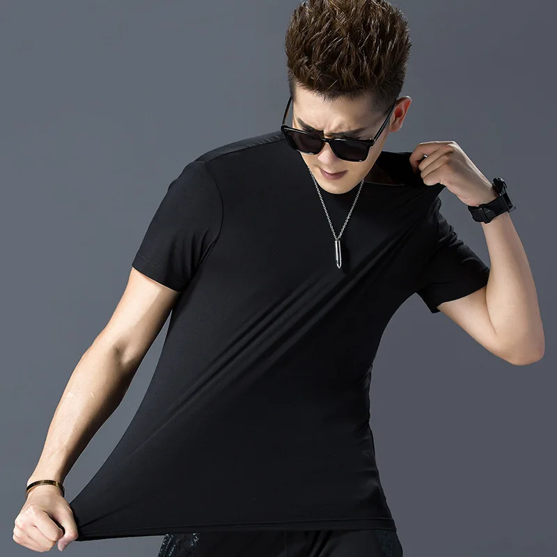 Мужская Базовая футболка с круглым вырезом Slim Fit мужской моды футболки короткий