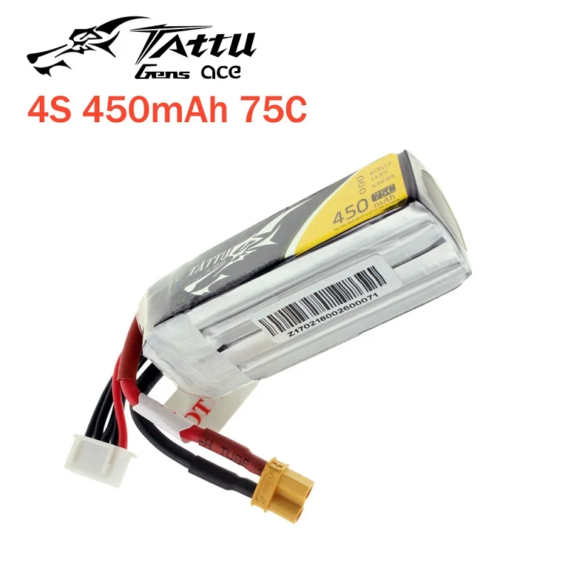 Литий-полимерный аккумулятор tattu 450mAh 75C 2S 7,4 V 3S 11,1 V 4S 14,8 V с разъемом XT30 Battey для RC FPV Racing Drone Quadcopter Toys - Цвет: 4S 450mAh 75C