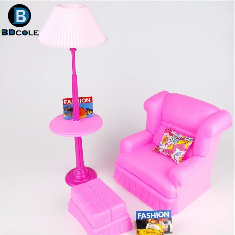 Lounge Play Набор в гостиной ролевые игры игрушки для кукольный домик Barbie включая диван вертикальная лампа подушка для ног