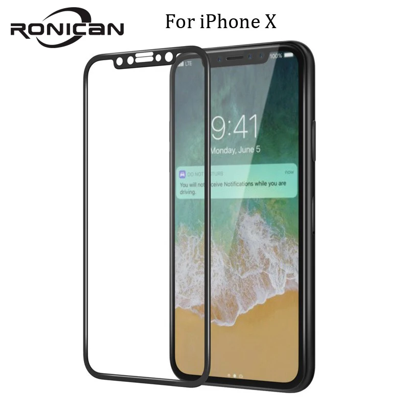 Защитная пленка 9H для iPhone X 6 6S 7 8 Plus глянцевая 3D изогнутая закаленная стеклянная
