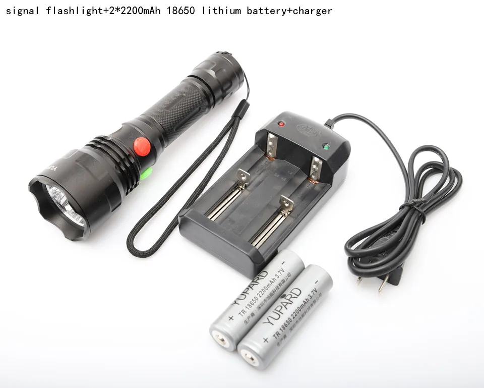 with Battery charger 4 цвета новые сигнальные огни перезаряжаемые железнодорожные сигнальные Ультрафиолетовый фонарь красный белый желтый зеленый водонепроницаемый 18650 фонарик - Испускаемый цвет: with Battery charger