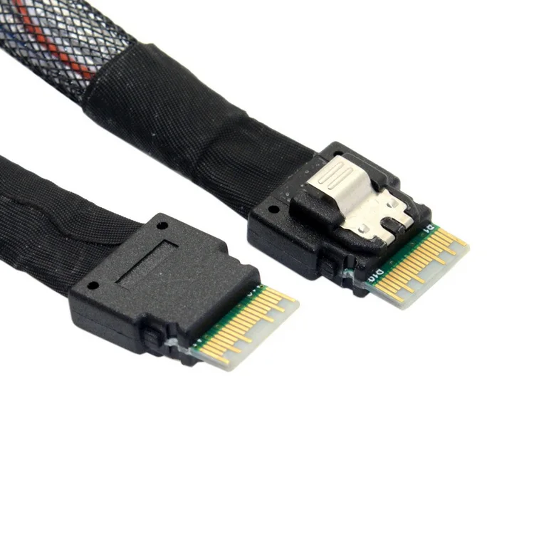 

Slim Line SAS 4.0 SFF-8654 4i 38pin Host to SFF-8654 38pin Target Raid Cable 50cm