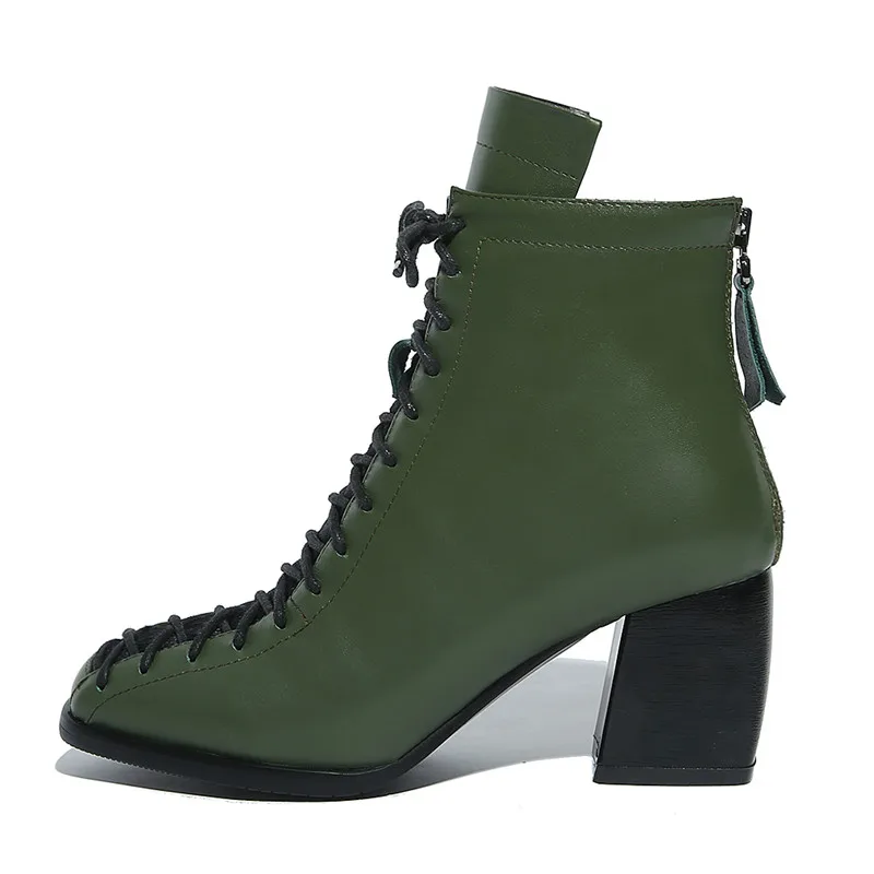 MORAZORA/ботинки из натуральной кожи модные женские ботинки на высоком каблуке Демисезонные ботильоны Большие размеры 34-42