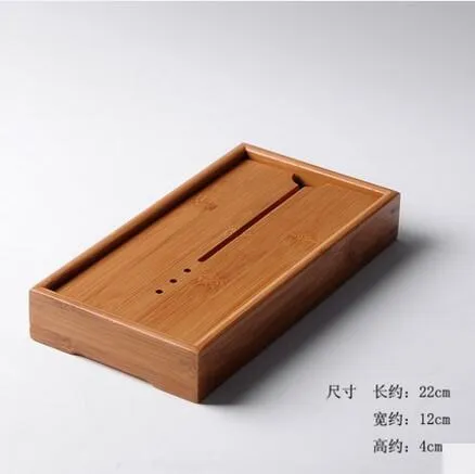 22cmx12cm 1 шт./Натуральный Бамбуковый чайный поднос, поднос для хранения воды, китайский традиционный чайный набор кунг-фу, аксессуары для дома, простой мини чайный поднос - Цвет: 22cmx12cm