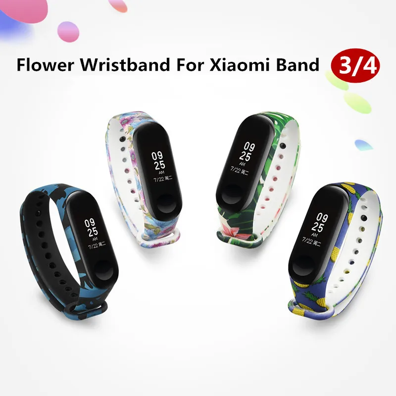 ALANGDUO аксессуары браслет ремешок для Xiao mi Band 3/4 цвета Флора кремний сменный ремешок для mi Band 3 для mi Band 4 ремешок