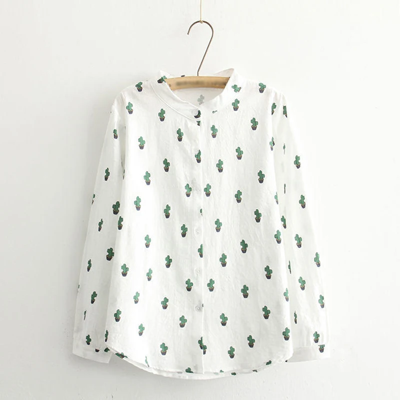 Женская льняная блузка Dioufond повседневная хлопковая рубашка с длинными рукавами