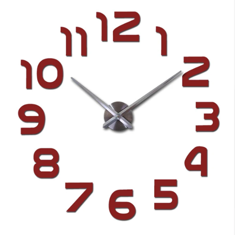 Новинка акриловое зеркало Diy настенные часы настенные наклейки Reloj De Pared Horloge большие декоративные кварцевые часы современный дизайн - Цвет: Красный