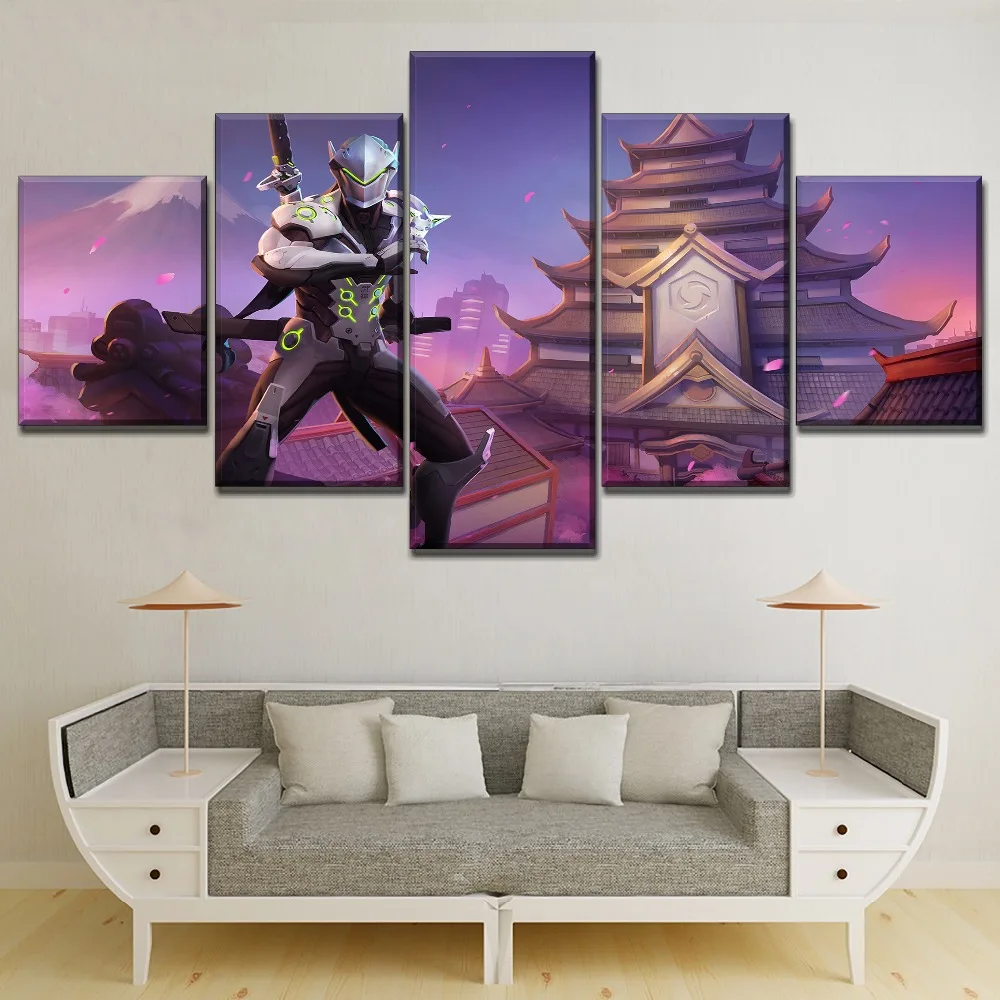 Японский игровой пейзаж здание Абд меч картина Genji на холсте тип печати