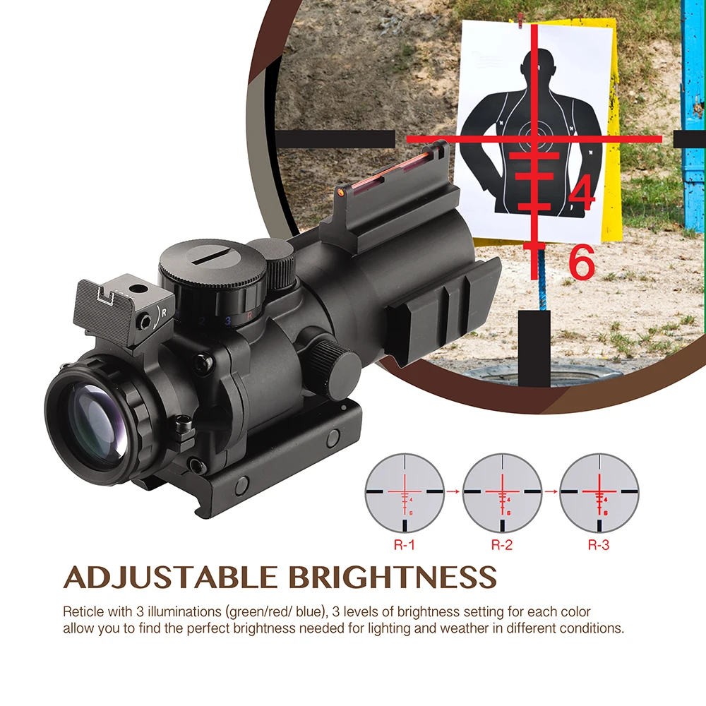 

AOMEKIE 4X32 ACOG Riflescope Reflex Optics Scope Tactical Sight for Hunting Rifle Airsoft Sniper 20mm Dovetail Rail Mount