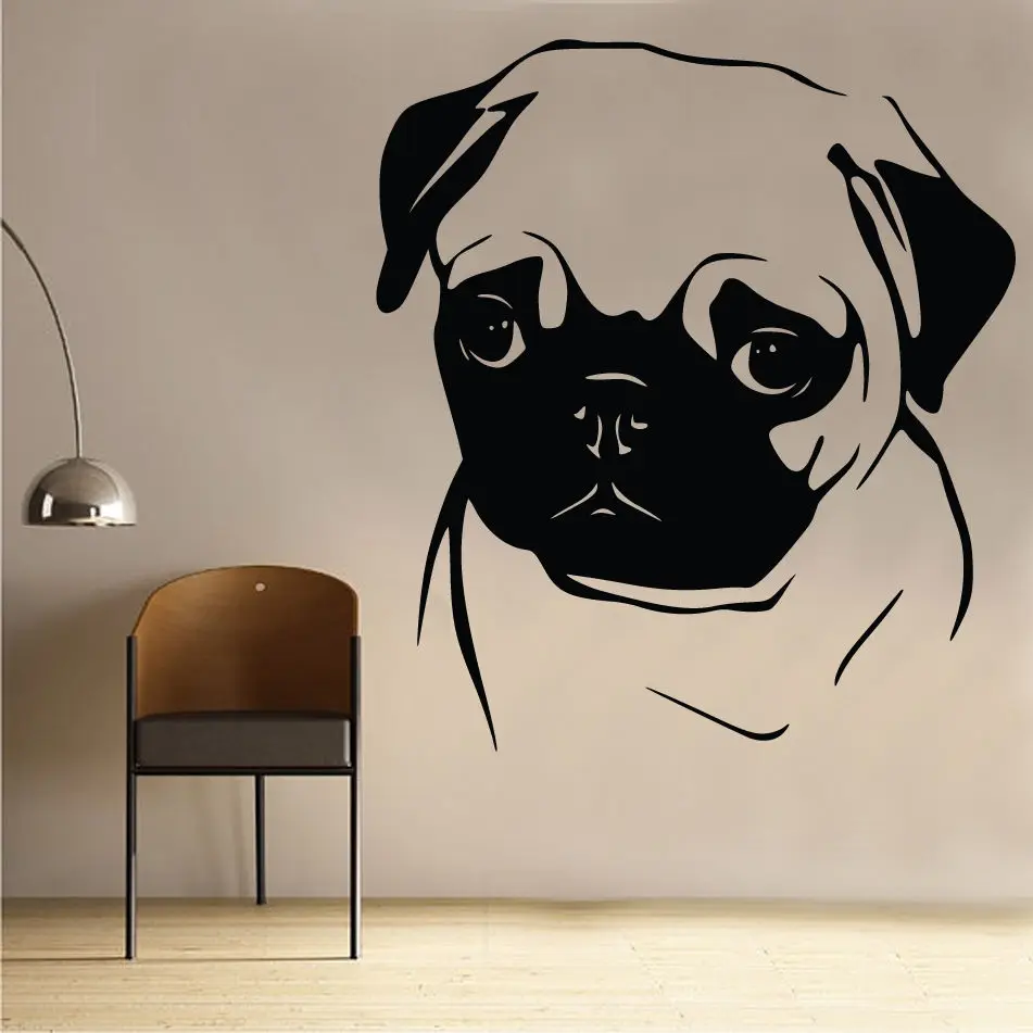 Наклейка на стену в виде мопса для девочек | Дом и сад