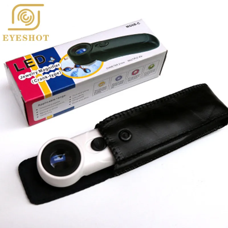 EYESHOT 45X многофункциональная Лупа Портативный Карманный ручной стеклянный лупу увеличительный инструмент с 2 светодиодный светильник лампа