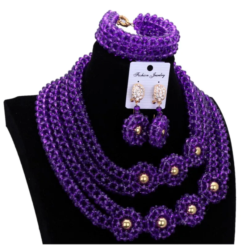 4 ujewelry Fine набор украшений для женщин, имитация жемчуга, ювелирные изделия в африканском стиле ювелирные изделия ожерелье Нигерийским бисером комплект ювелирных изделий Свадебная вечеринка