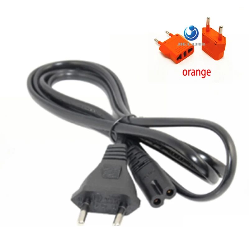EU Cord-Orange Plu ЕС, Европейский, Россия, немецкий, французский удлинитель питания, шнур для женщин, Рисунок 8, IEC320 C7, адаптер для зарядки камеры 1,5 м, 5 футов - Цвет: EU Cord-Orange Plu