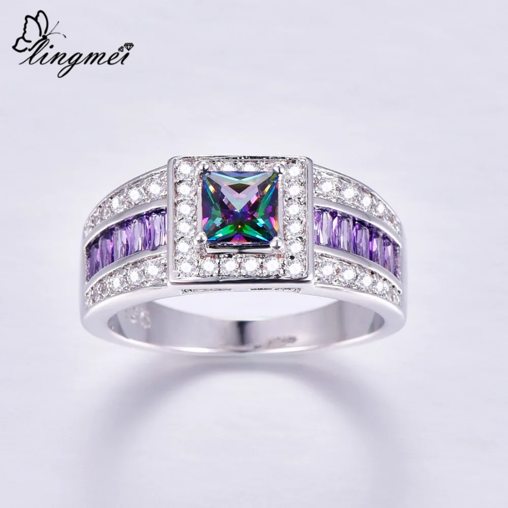 Lingmei оптовая продажа обручальное кольцо SterlingJewelry подарки с разноцветным синим