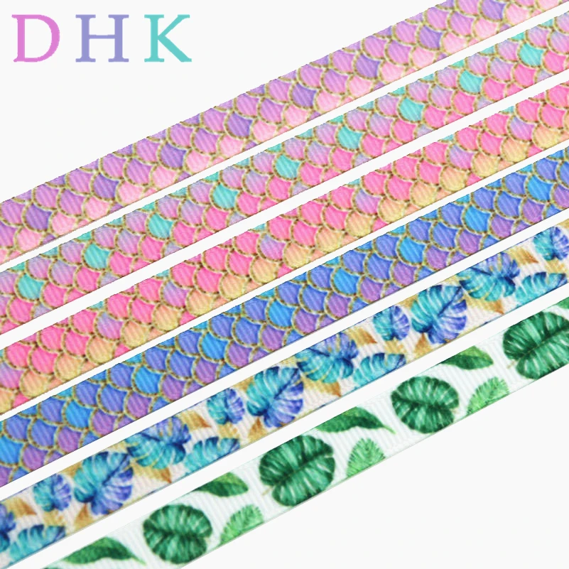 DHK 3/8 ''Бесплатная доставка Русалочка рыбья чешуя листопечатная лента
