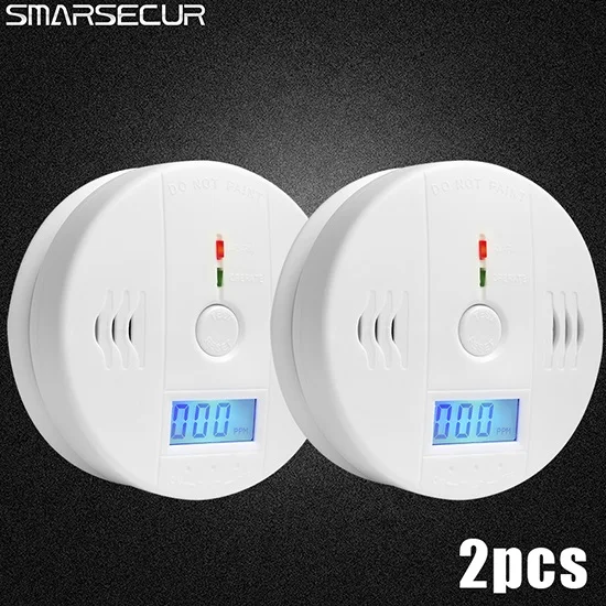 Smarsecur цифровой 85dB Предупреждение Высокочувствительный ЖК-дисплей фотоэлектрический независимый CO датчик газа детектор угарного газа - Цвет: CO-01 x2pcs