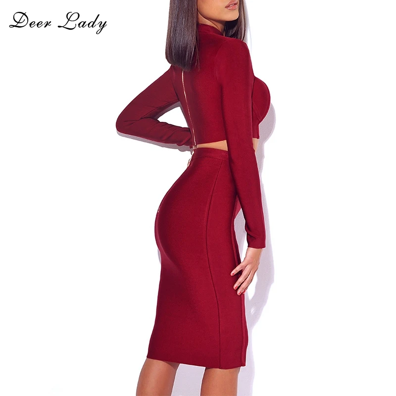 Женский бандажный комплект из 2 предметов с оленем вечерние мини-платья длинным