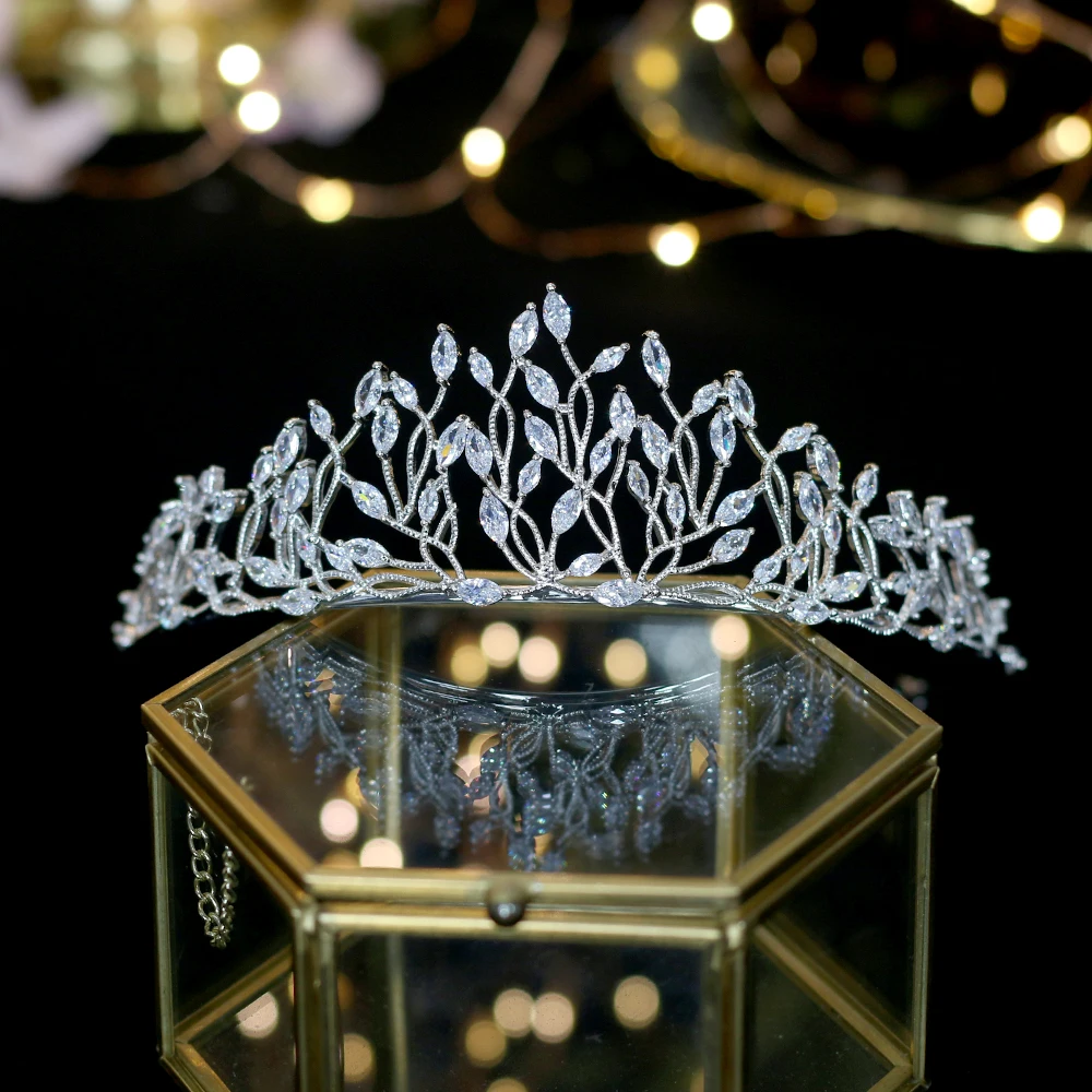 Alta calidad novia кубический цирконий boda тиара Корона banquete bola vestido de boda accesorios de joyeria