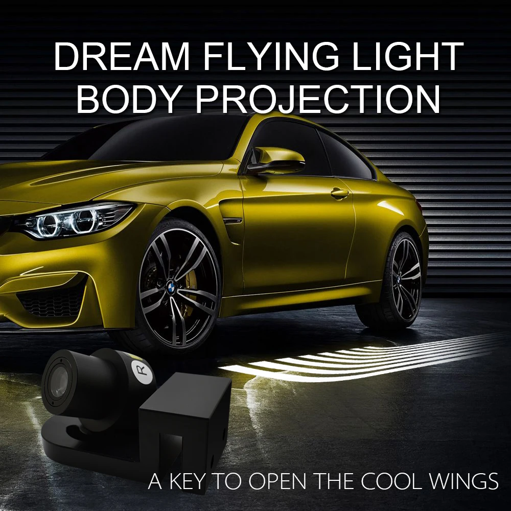 

LDRIVE 2Pcs Angel Wings Car Welcome Light Shadow Light Projector Car LED Door Warning Light Lamp for Audi BMW Toyota Volkswagen