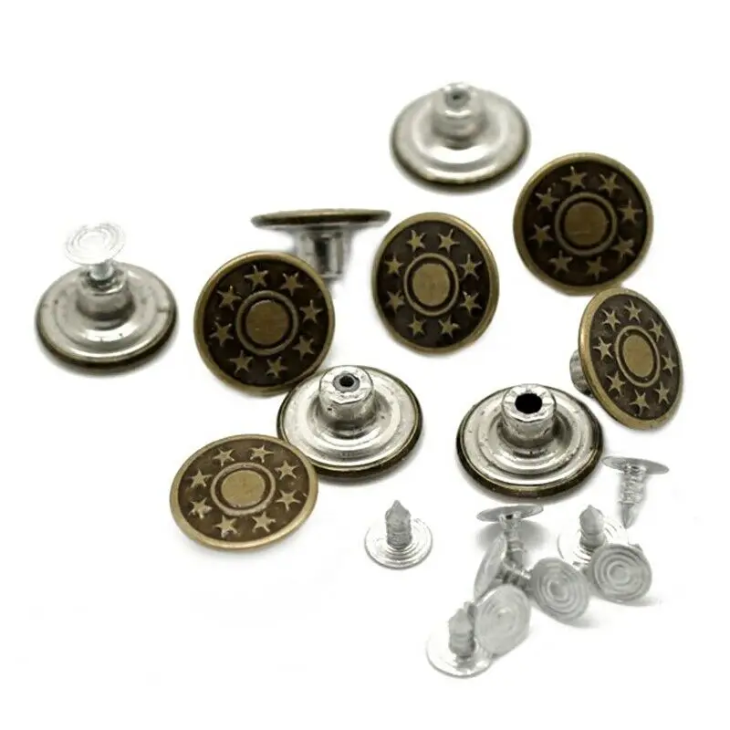 17 мм ремесла 20 шт./лот металлические пуговицы и заклепки хвостовик для джинсов