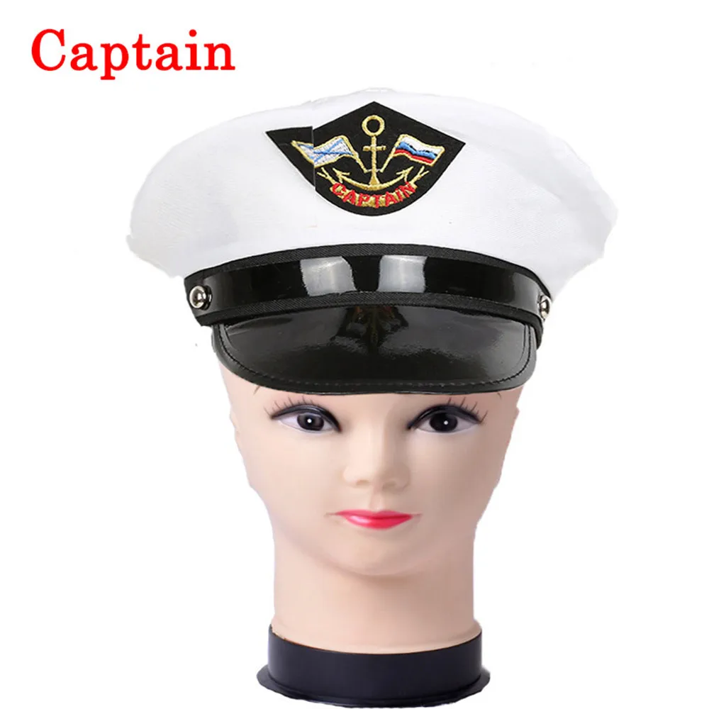 captain Полицейская шляпа для взрослых, костюм полиции, темно-синяя кепка, униформа для выступлений, нарядная одежда на Хэллоуин, Матросская шляпа, армейская одежда, аксессуары - Цвет: captain