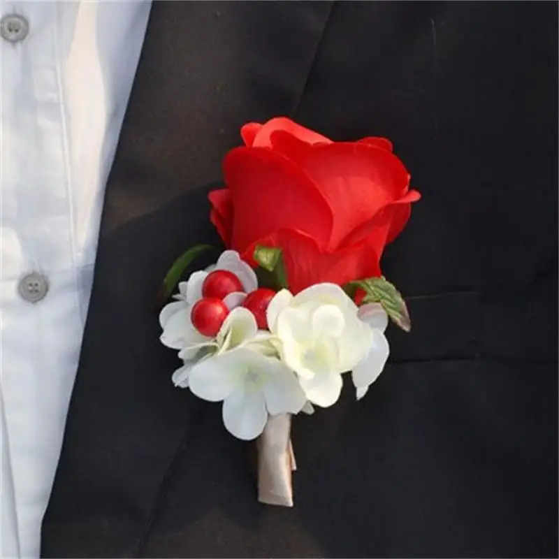 Красный цвет лучший мужчина свадебная бутоньерка для жениха Крестный отец