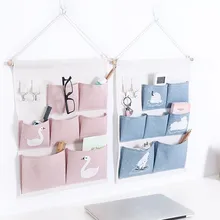 Настенные сумки для хранения из хлопка и льна, карманы для спальни, домашний карман для хранения, настенный мешочек, косметический Органайзер для игрушек