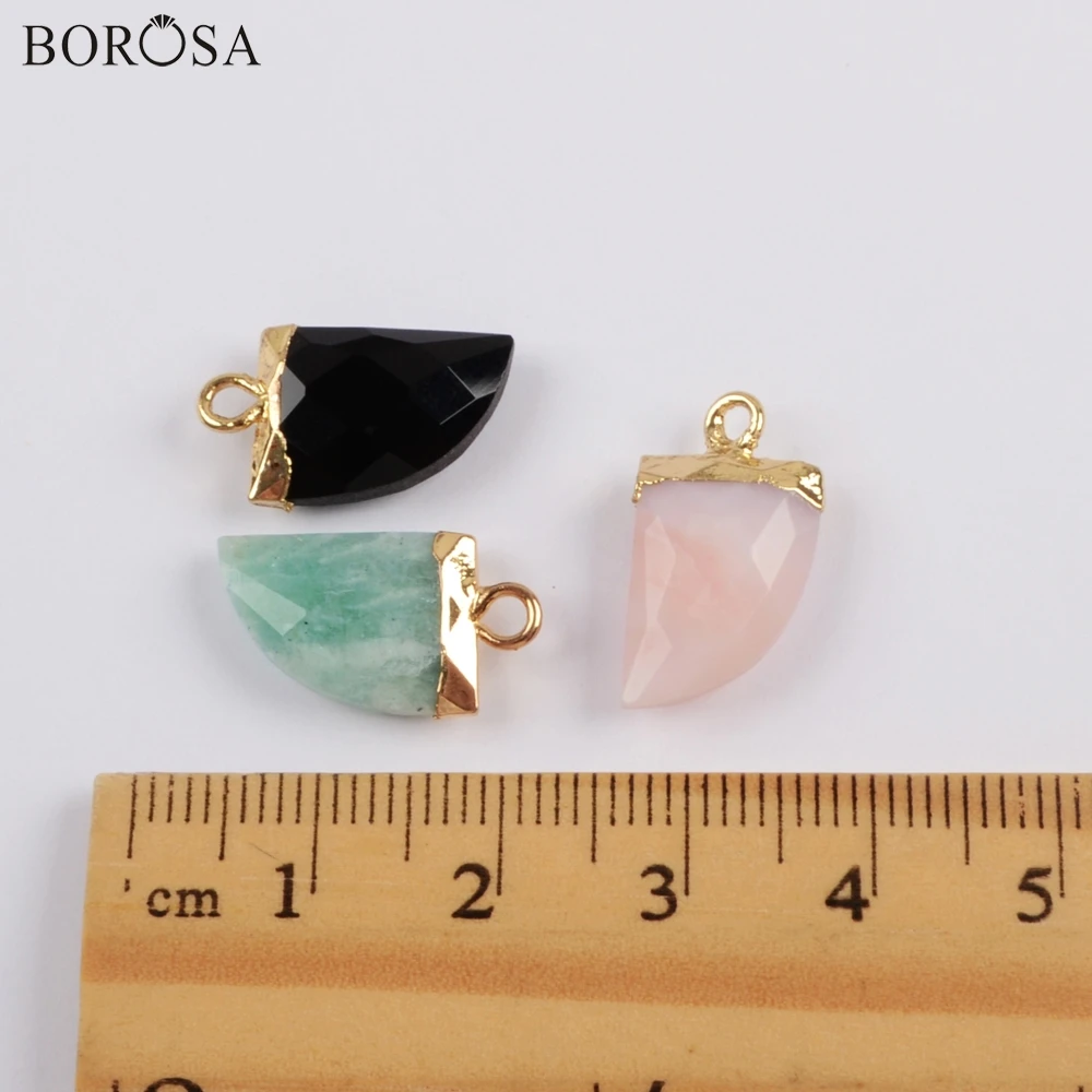 BOROSA 10 шт. гудок позолоченный черный агат очаровательные натуральные лунные камни