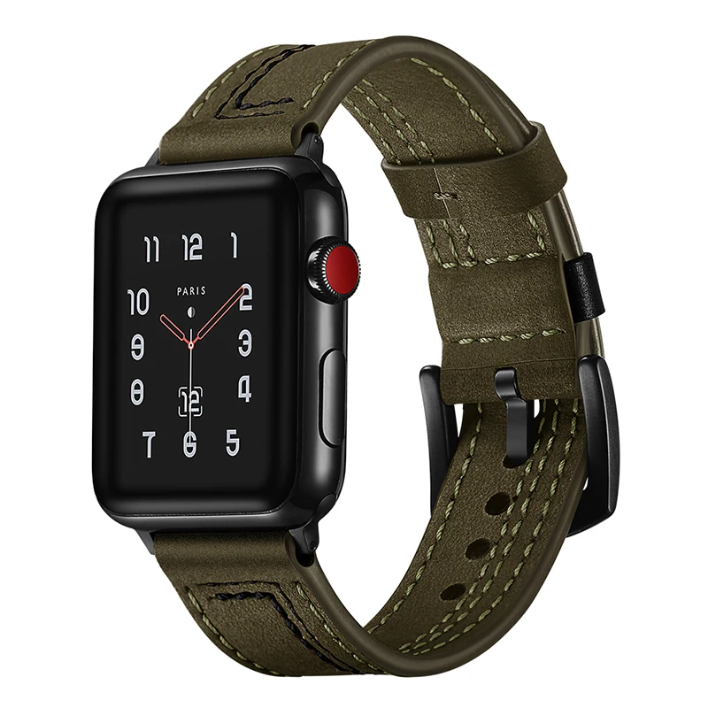 Newest 7 lLne Genuine Leather Watch Strap Band For Apple Series 1 2 3 4 Watchbands iWatch Bands 38mm 42mm 40mm 44mm | Наручные часы