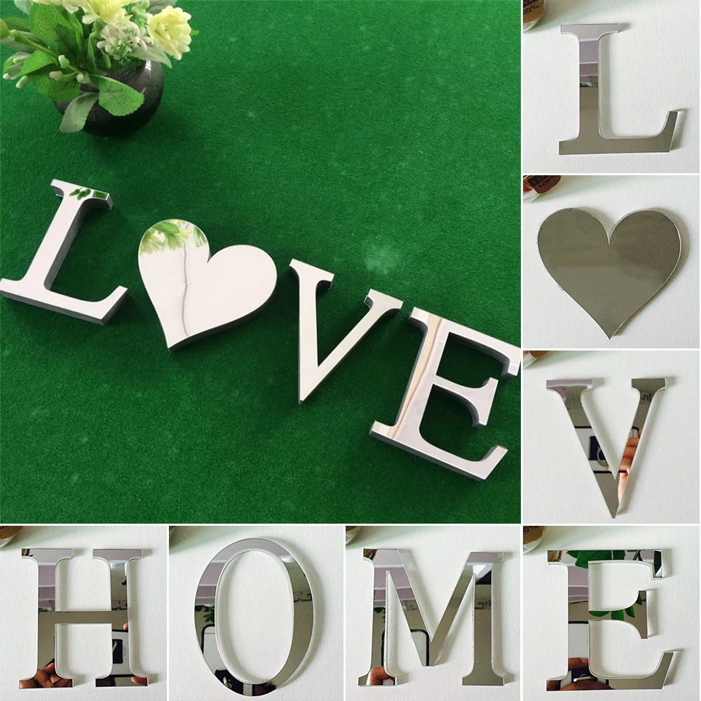 1 шт. акриловая наклейка любовные персонажи буквы английский 3d зеркальный