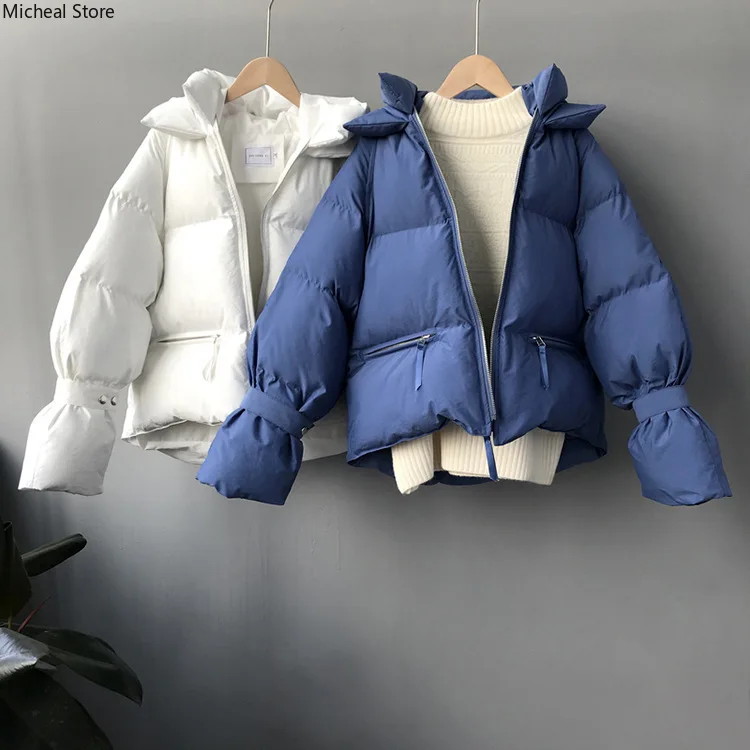 2018 г. новые зимние конструктивные особенности Одноцветная куртка на хлопковой