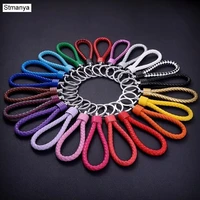 weaving leather rope key chain braided rope pu leather rope car new key ring k1499