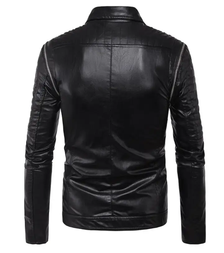 В стиле панк Рок на молнии с лацканами мотоциклетная кожаная куртка для мужчин