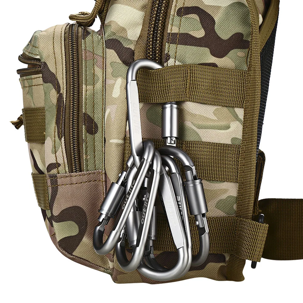 6pcs Outlife Aluminum Alloy D Shape Keychain Carabiner Self Screw Hook Clip Survial Key Chain Climbing Outdoor Tools | Спорт и